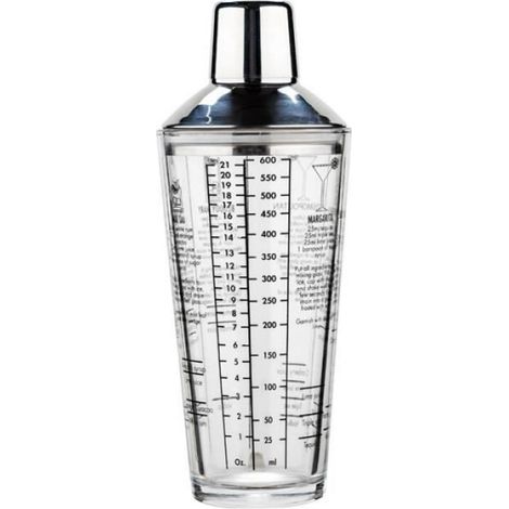 Cocktailshaker – Unbekannt – 600 ml – Edelstahl – Dickwandiges Glas – Elegantes, mehrfarbiges Design – SHAKER-Etikett (1/5)