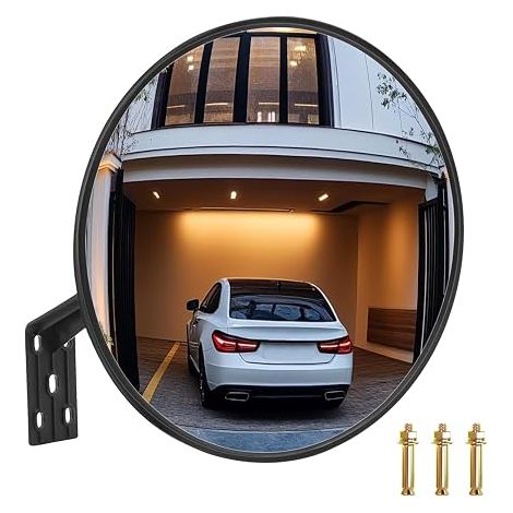Miroir de Circulation Convexe 30cm Grand Angle Réglable Miroir de Sécurité pour allée, garage, parc, soutien pour l'intérieur et l'extérieur. (1/5)