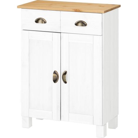Toscana-Armoire 2 portes et 2 tiroirs en blanc honig
