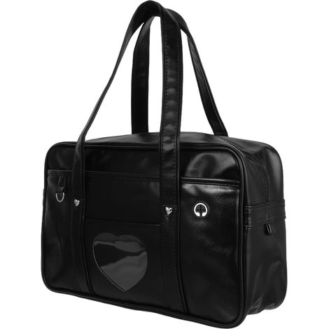 Sacoche D'ordinateur Portable Grosse Capacité en Pu Noir, Forme Cœur, Protection Étanche Bandoulière Confortable pour Travail et Déplacements Quotidiens (1/5)