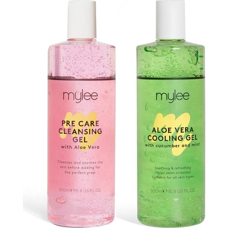 Kit de soin pré-et après épilation à l'aloe vera (2 x 500 ml) avec gel rafraîchissant apaisant et nettoyant pour tous les types de peau (1/5)