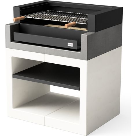 TUOZI - Barbacoa de Obra para Leña y Carbón Modelo KITAWAY GRILL (Gris/Blanco - 84 x 63 x 101 cm) REF: T00573 - Uso en Exteriores (1/3)