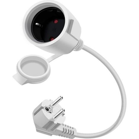 HuaLiSiJi Cable D& 39extension Schuko Coudé 16A 250V Mini Rallonge Electrique Rallonge électrique Courte Schuko 2 AC Blanc 1.5m (1/5)