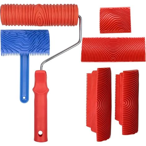 6pcs Peinture D'Art Rouge Grain de Bois Extracteur de Base de Grainage Du Bois (1/5)