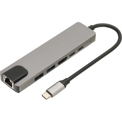 6-in-1 USB-C-zu-HDTV-Hub, 4K-HD-Multimedia-Schnittstelle, 87-W-Netzteil, USB-C-Ethernet-Anschluss. (1/5)