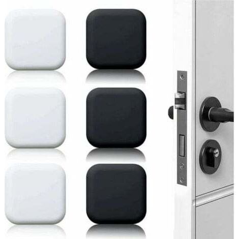 Butoir de porte mural grand 6 pièces tampon de porte autocollant en caoutchouc blanc/noir 45mm×45mm tampon de poignée de porte tampon mural pour poignées de porte contre butée de porte (1/4)