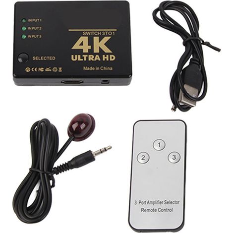 3-Port 4K HDMI-Verstärker-Switch mit Fernbedienung – Ultra HD 1080p Splitter-Selector-Hub (1/5)