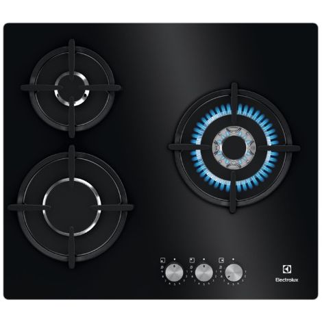 Placa a Gas Butano Superficie Cristal 59cm 3 Zonas ELECTROLUX KGE (1/4)