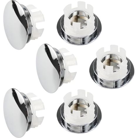 6 pcs Bouchon trop plein,Acier inoxydable,Cache trou,Anti débordement,Lavabo et évier