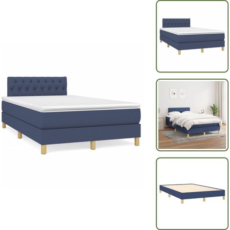 The Living Store Boxspringbett mit Matratze Blau 120x190 cm Stoff - Boxspringbett - Doppelbett - Schlafraum - Blau - Bettauflage (1/5)