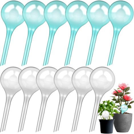 12 Boules d'Irrigation, PVC, Bleu et Transparent, Arrosage Goutte à Goutte Automatique, Plantes Intérieur et Extérieur (1/5)