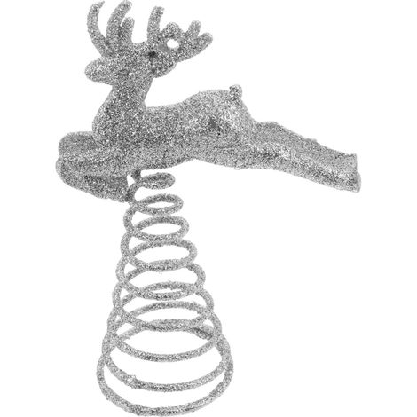 Étoile de Noël avec Cerf Argenté – Cime de Sapin Lumineuse et Festive, Décoration de Noël Intérieure pour Maison et Fête (1/5)