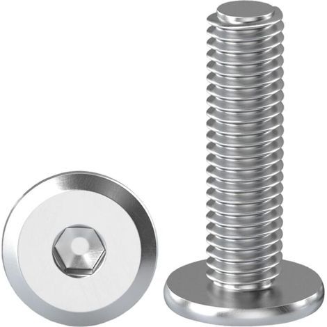 10 Pieces Flat Head Screws with Hex Socket M8 x 25 mm Stainless Steel A2 V2A Hex Flat Head Bolts Flange Hex Socket Head Cap Screws Allen Bolts (1/5)