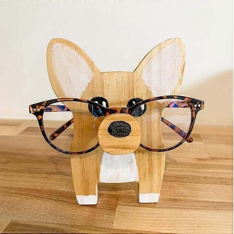 Porte-verres en bois massif, motif animal, corgi. Décoration de Noël originale et créative. Cadeau idéal.