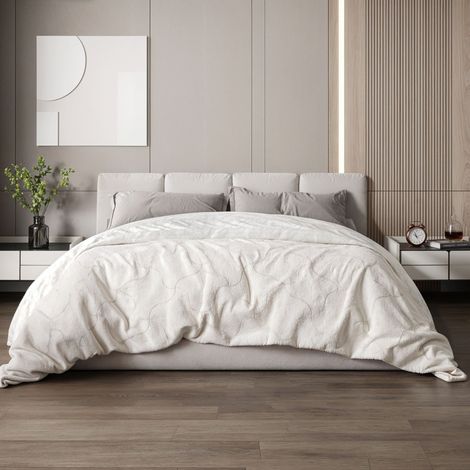 The White Stone Couverture Polaire en Fibre de Carbone - Couverture Douce pour Canapé - Couverture Anti-Stress Double Face - Couverture Veloutée 140 x 200 cm