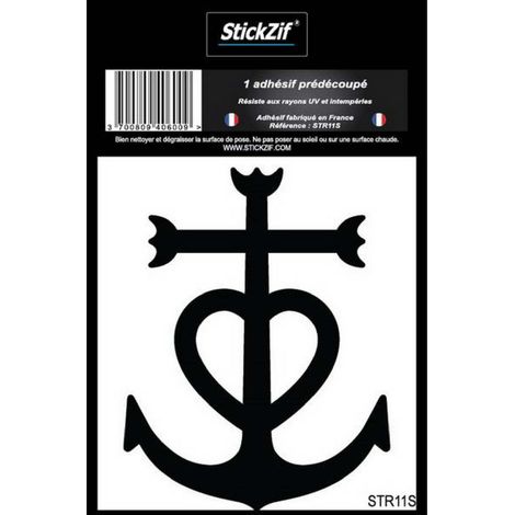 ADHESIF REGION SYMBOLE CROIX DE CAMARGUE NOIRE X1