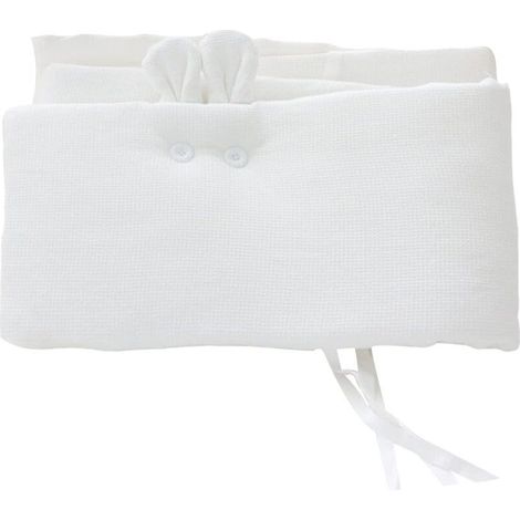 YMYNY 200cm Baby Bed Bumper for Newborns, Padded Pillow with Cute Bunny Ears (White)
