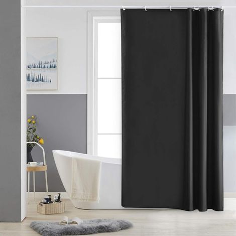 CCYKXA (1200×1800×5)Small Black Shower Curtain Waterproof Fabric Washable with 8 Hooks Anti Mold Polyester Shower Curtain for Bathroom