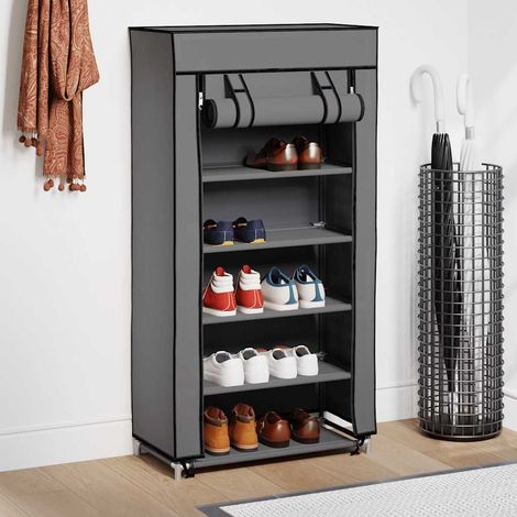 vidaXL Schuhschrank mit Abdeckung Grau 58x28x106 cm Stoff