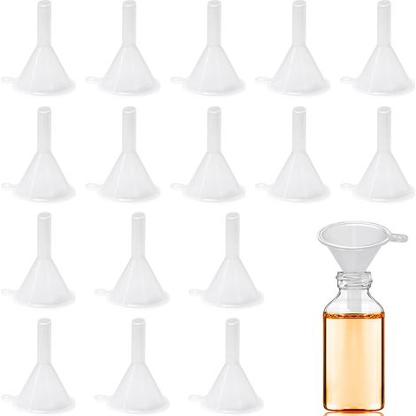 Lot de 30 mini entonnoirs en plastique transparent pour flacons de laboratoire, huiles essentielles, parfums, épices, sable et poudre (1/5)