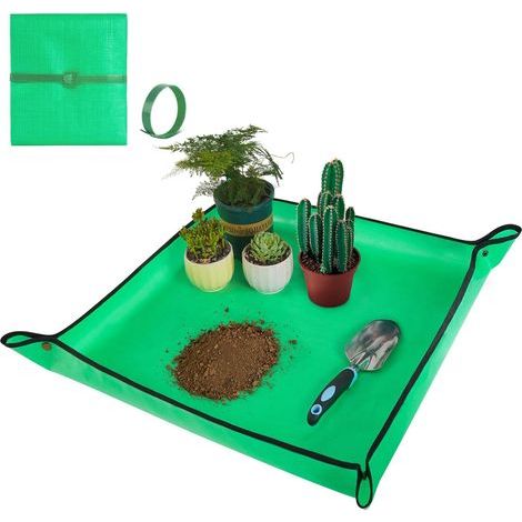 Tapis de rempotage pour plantes d'intérieur, imperméable et portable, en polyéthylène, respectueux de l'environnement, 50 x 50 cm (1/5)