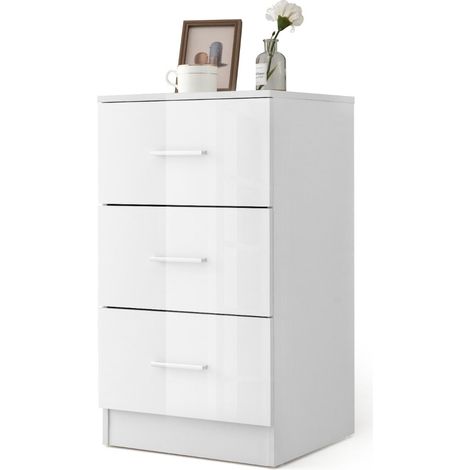Classeur à 3 tiroirs pour bureau format 37,1 x 34,2 x 66,5 cm rangement sécurisé surface d'affichage style contemporain en bois blanc