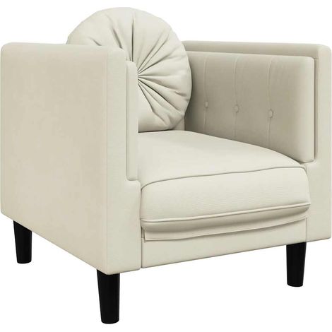Fauteuil de Salon,Chaise,Fauteuil avec coussin crème velours CFW322420 (1/5)