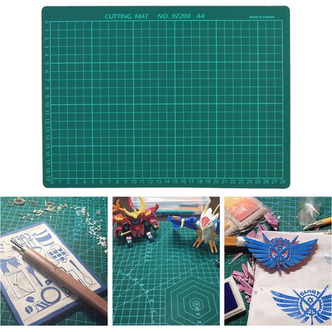 Tapis de découpe A4 antidérapant pour scrapbooking et couture, avec repères de mesure, couleur verte unie (1/5)