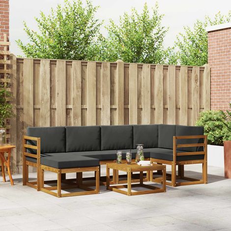 vidaXL Outdoor-Sofagarnitur mit Kissen 7 pcs Natur und Anthrazit (1/5)