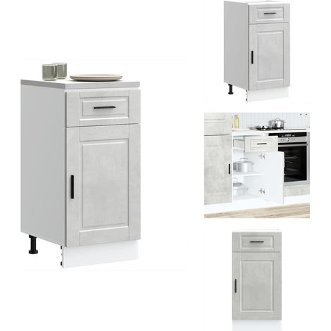 Armoire de cuisine Porto gris béton bois d'ingénierie - Armoire De Cuisine - Armoires De Cuisine - Meuble D'évier - Meuble D'évier De Cuisine (1/5)