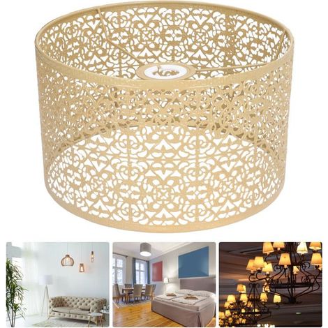 BelleRise - Abat-jour métal doré – 25 cm – Motif fleur de pièce – lumière d’ambiance – salon ou chambre (1/5)