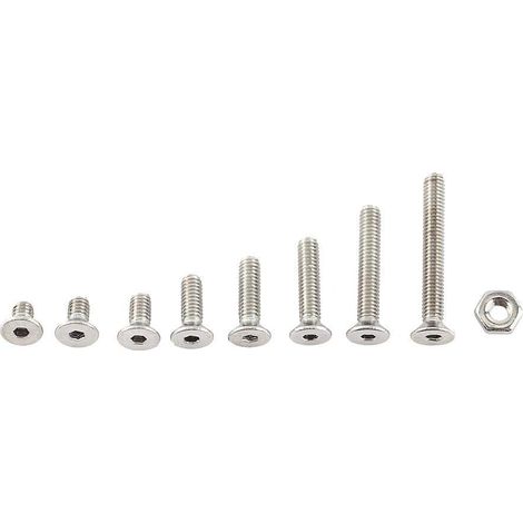 Écrous et Boulons, 300pcs M2.5 A2 Vis à Tête Hexagonale en Acier Inoxydable Boulon Assortiment d'écrous Hexagonaux(C: Flat head).