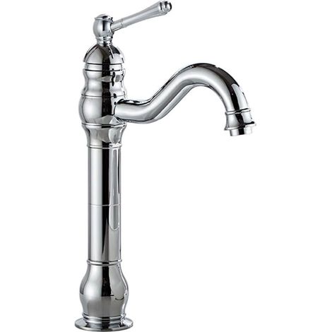 Einloch-Waschtischarmatur mit Einhebelbedienung (glänzend, hoch, ausgestattet mit einem 60 cm langen Schlauch mit 3/8"-Anschluss)