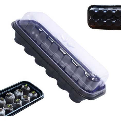 Bandeja de germinación, accesorios de jardinería transparentes y reutilizables, kit de cultivo 2 en 1 para invernadero, interior, jardín, granja, hortalizas, viveros, plántulas de invierno para princi (1/4)