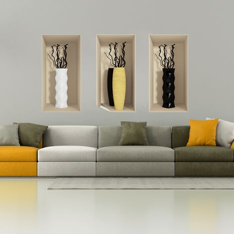 Sticker effet 3D vases chic 80 x 120 cm (1/3)