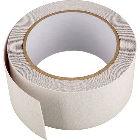Bande adhésive antidérapante en PVC transparent de 5 cm x 5 m, résistante à l'usure, pour sols de sécurité. (1/5)