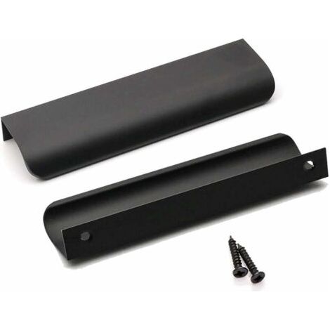 NALOOKAMICLot de 10 Poignee de Meuble Cuisine Noir Poignée Cuisine Noir Poignée Profil Noir Poignée Meuble Noir Mat en Alliage d'Aluminium Entraxe 128mm Longueur 150mm（Noir）