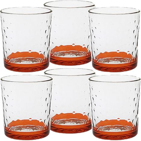 Bicchieri Eleganti per Stile e Raffinatezza in Vetro 26 cl Set di 6 fondo arancio in casa per Ogni Tavola e Occasione bar hotel ristorante