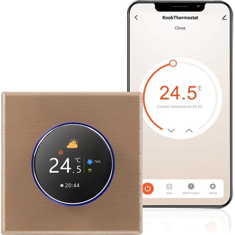 Termostato inteligente Wi-Fi con programación semanal, funcionamiento mediante botones, aplicación móvil y control por voz, compatible con Google Home, para calefacción eléctrica por suelo radiante de (1/5)