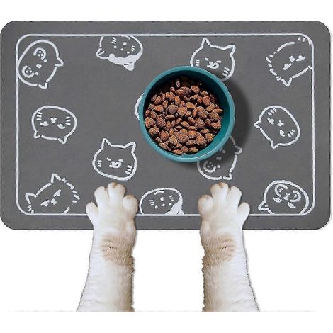 Tapis pour gamelle d'eau/d'eau pour chien/chat, tapis absorbant à absorption rapide en forme d'os, avec dos en caoutchouc anti-taches, pour une utilisation intérieure. (1/4)