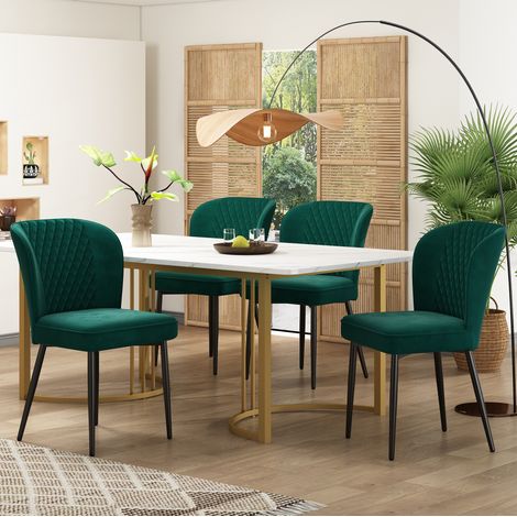 Set tavolo da pranzo 140 x 80 cm con 4 sedie verde scuro DESVIAE (1/5)