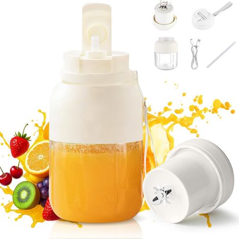 Mini mixeur portable, mixeur à smoothies nomade, gobelet de 900 ml avec couvercle étanche, blender rechargeable par USB avec 38 lames, bouteille de mélange idéale pour les voyages, le bureau, le sport (1/5)