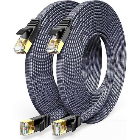 Câble Ethernet Cat7 KAL-3 m,2 pièces,plat,nylon,LAN 10 Gbps,600 MHz,STP,RJ45,compatible routeur,modem,switch,TV,PC,PS4/5 (1/5)