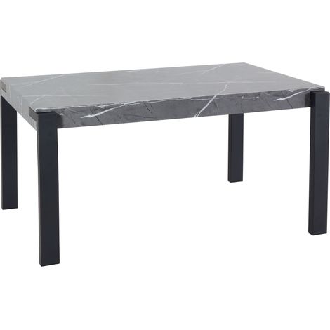 Tavolo sala da pranzo cucina HHG-698 76x140x80cm ferro verniciato MDF effetto marmo grigio
