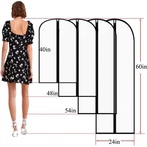 Lot de 8 - Housses De Vêtements - Couverture De Costume Anti-Poussière Transparent - Sac De Vêtement Avec Zip Et Housses De Protection Pour Chemise/ (1/5)