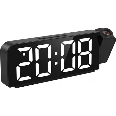 Réveil Projecteur,Réveil Numérique avec Projection à 180°,Réveil LED avec Grands Chiffres et Grand Affichage,Horloge LED Numérique de Chevet avec USB,Luminosité Réglable pour Chambre Bureau (1/5)