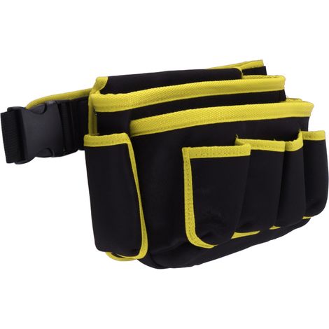 Werkzeugtasche mit mehreren Fächern, multifunktionale und verstellbare Gürteltasche, gelbe Einfassung (1/5)
