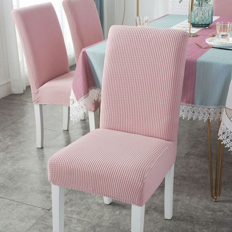 6-teiliger Stretch-Stuhlhussen-Set, strapazierfähige Esszimmerstuhlhussen, Stuhlhussen für Partys, Hochzeiten, Geburtstagsdekorationen usw. (Hellrosa)