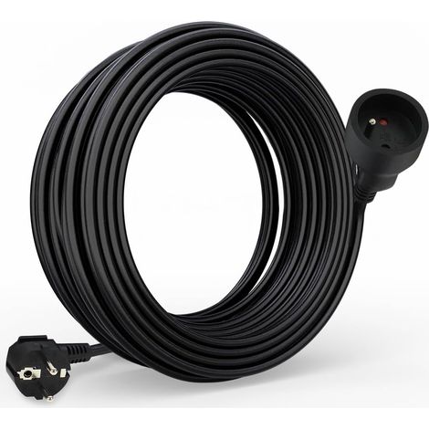 Prolongateur électrique Longueur 10,00m, Câble 3x1.5mm2, Prises 16A Europe 2P+T avec Sécurité Enfant, certifié CE NF, Noire (1/5)