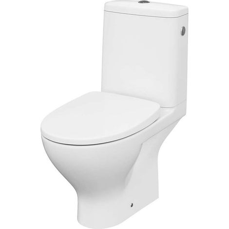Cersanit Moduo - WC monoblocco con copriwater SoftClose, scarico posteriore, ingresso laterale, CleanOn, bianco K116-024 (1/2)